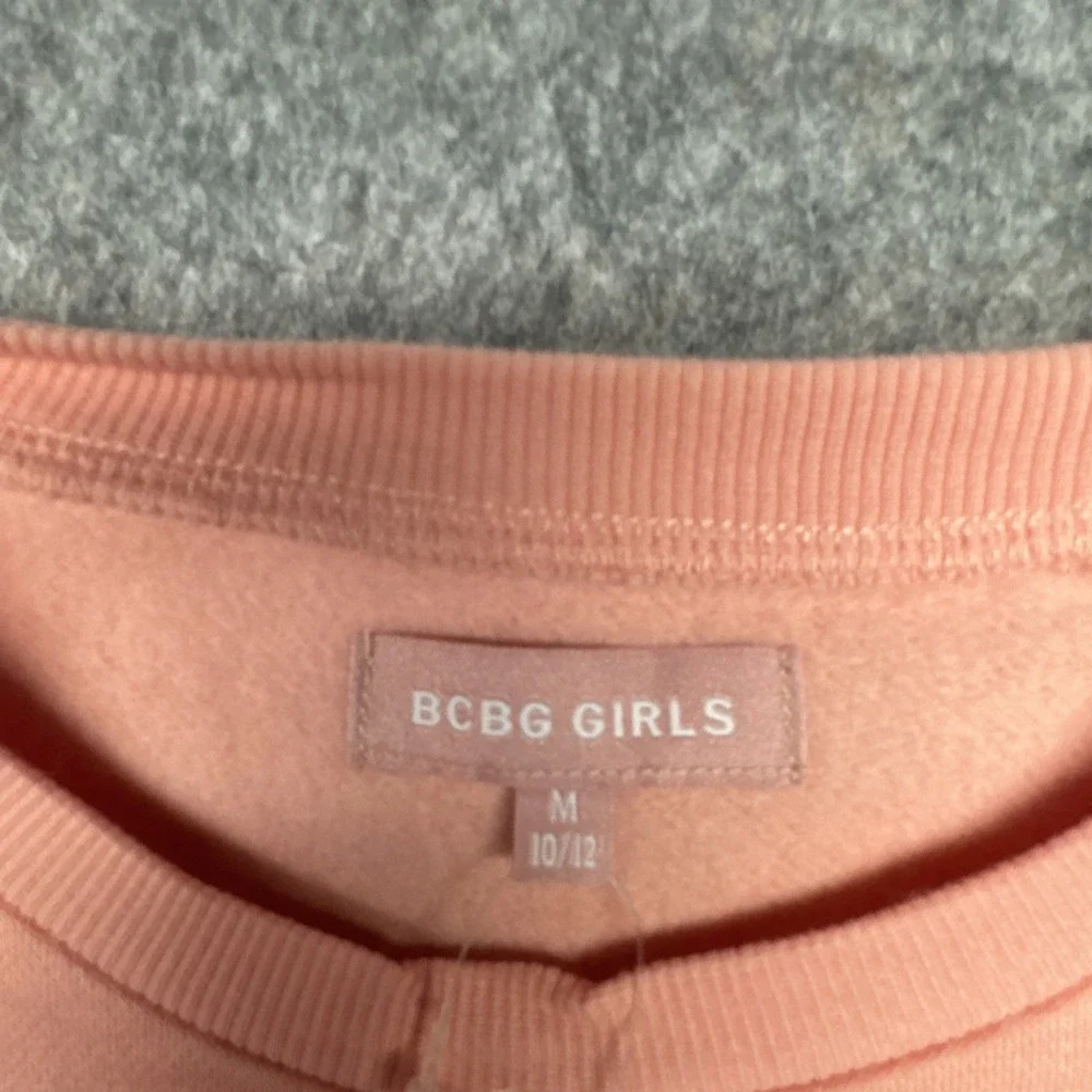 BCBG Girls 2 Piece Sweatshirt Legging Set M 10/12 Gray Pink